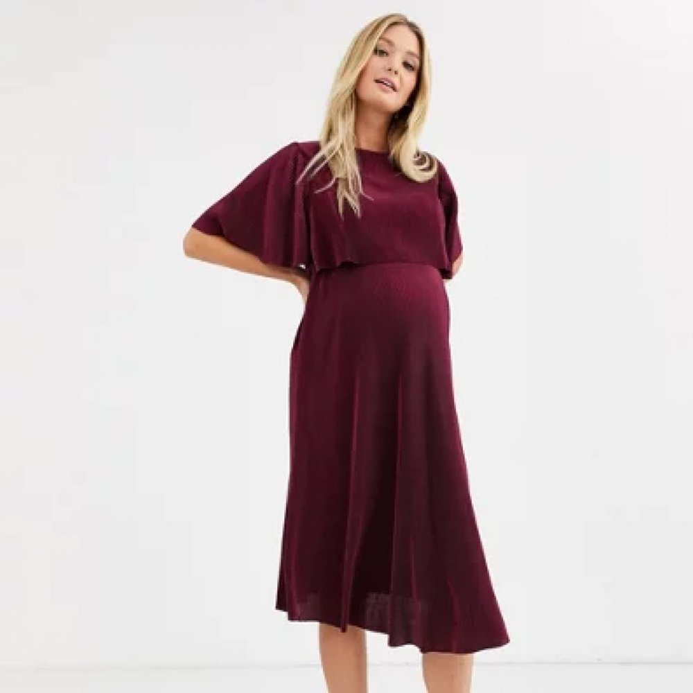 ASOS Maternity burgundy midi dress